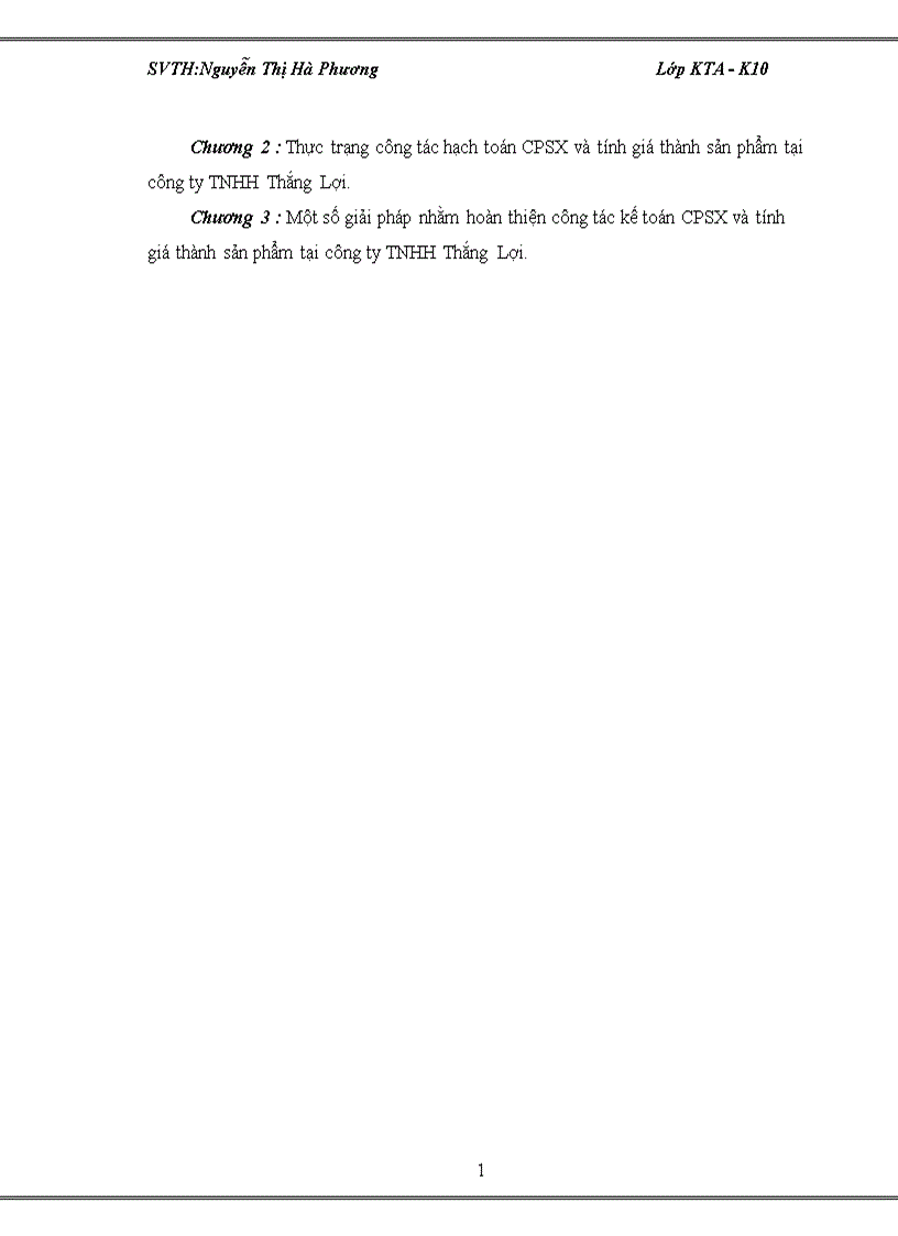 image for page Kế toán tập hợp chi phí và tính giá thành tại công ty TNHH Thắng Lợi 1