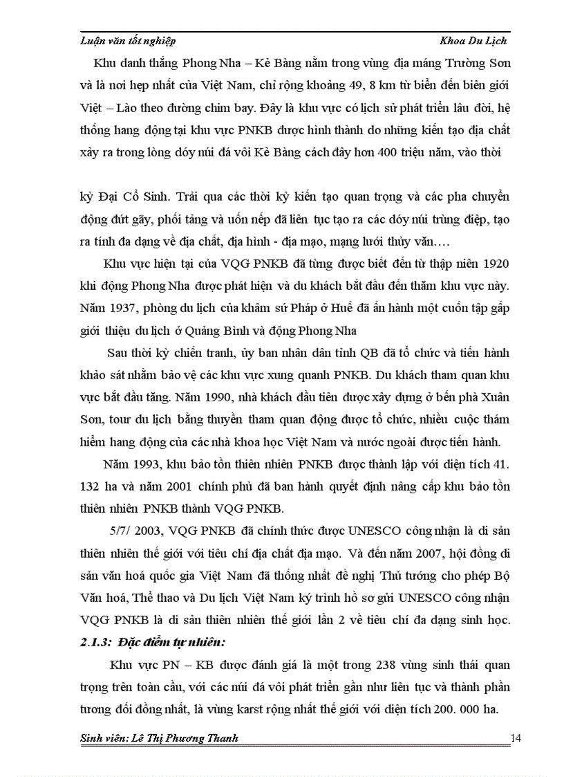 image for page thực trạng và giải pháp phát triển du lịch bền vững ở vườn quốc gia Phong Nha Kẻ Bàng 1