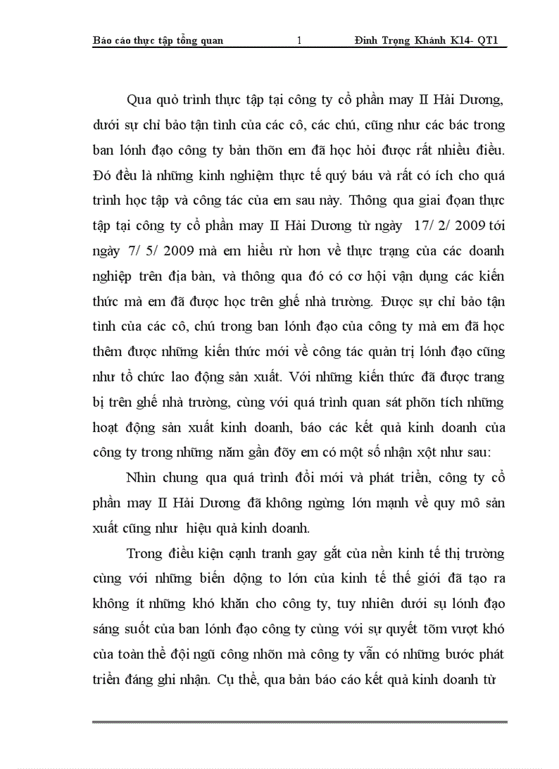 image for page Báo cáo thực tập tổng hợp tại Công ty cổ phần May II Hải Dương