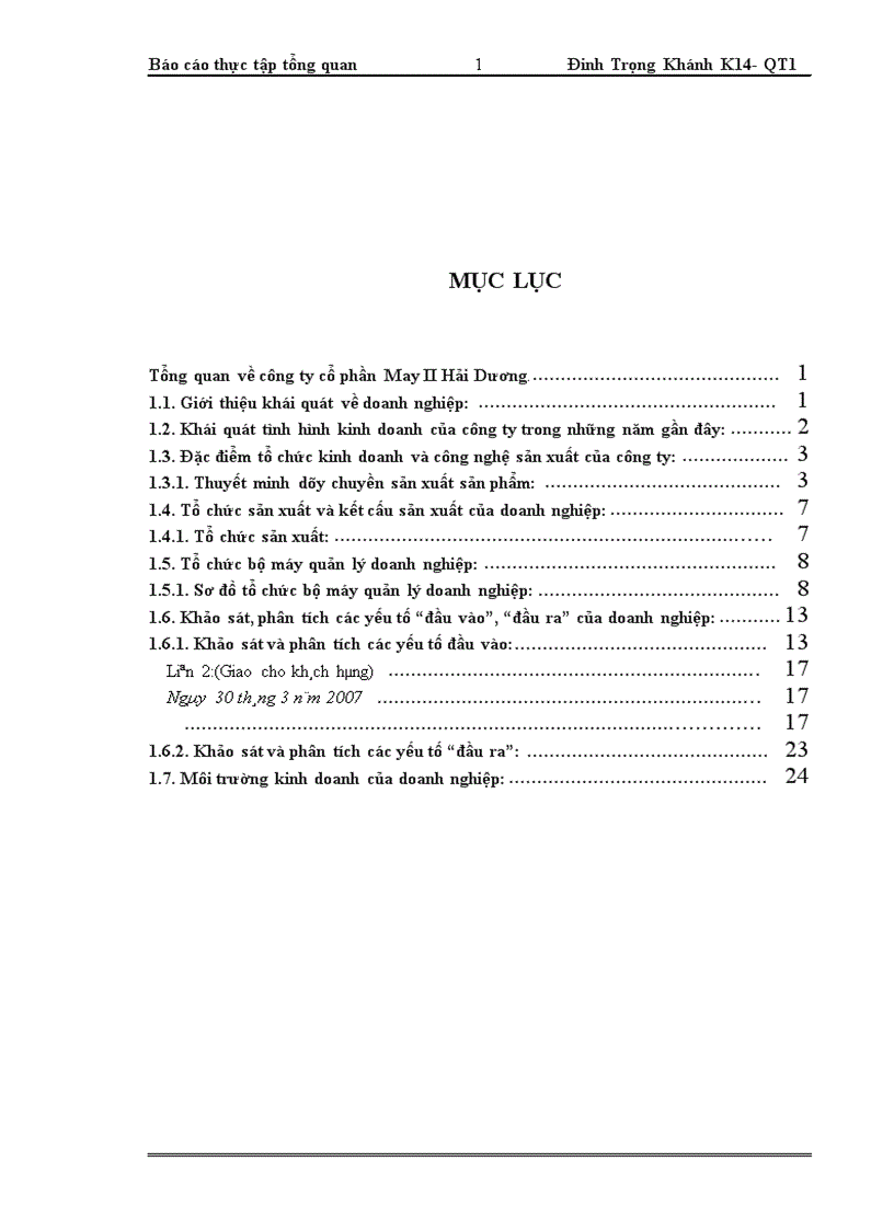 image for page Báo cáo thực tập tổng hợp tại Công ty cổ phần May II Hải Dương