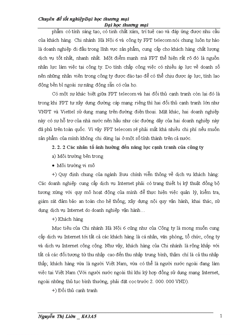 image for page Nâng cao năng lực cạnh tranh của chi nhánh Hà Nội 6 công ty TNHH 1TV viễn thông FPT Miền Bắc 1
