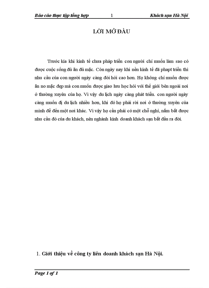 image for page thực tập tổng hợp công ty liên doanh khách sạn Hà Nội