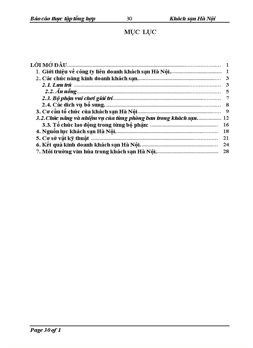 image for page thực tập tổng hợp công ty liên doanh khách sạn Hà Nội