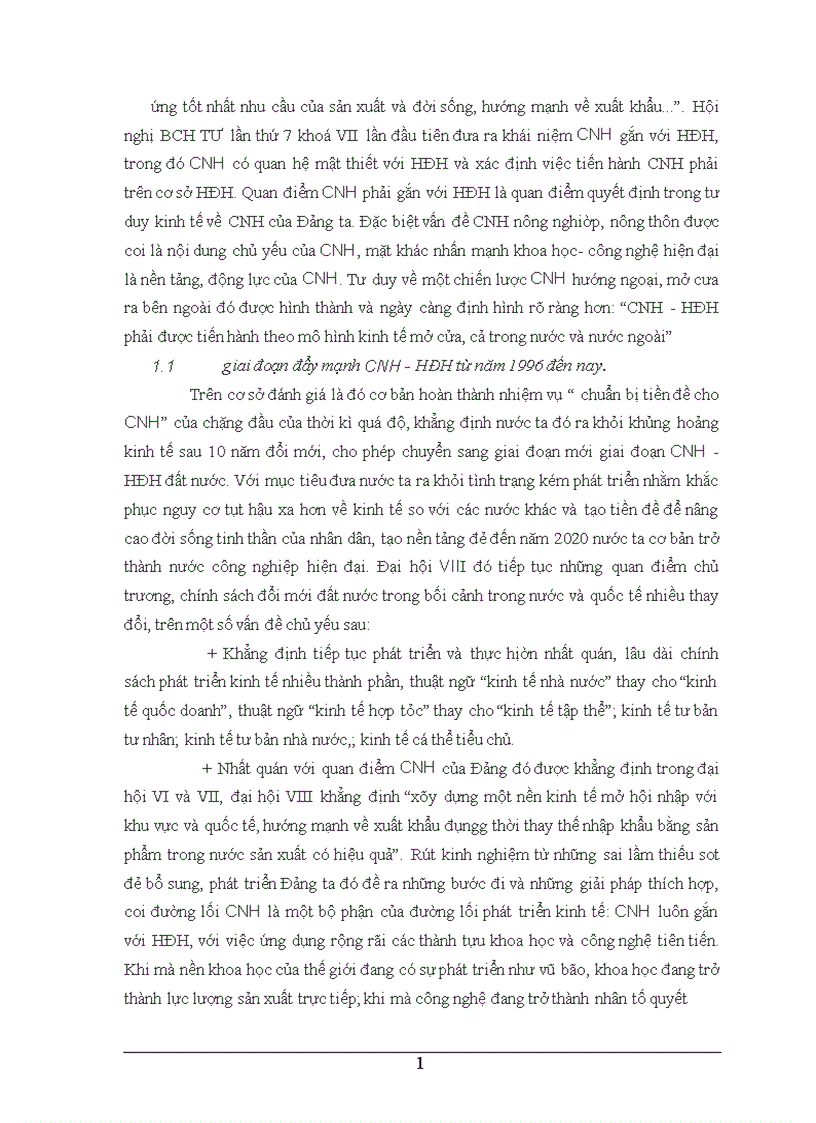 Nội Dung Cơ Bản Của CNH HĐH Trong Thời Kì Quá Độ Lên Xã Hội Chủ Nghĩa Ở Việt Nam