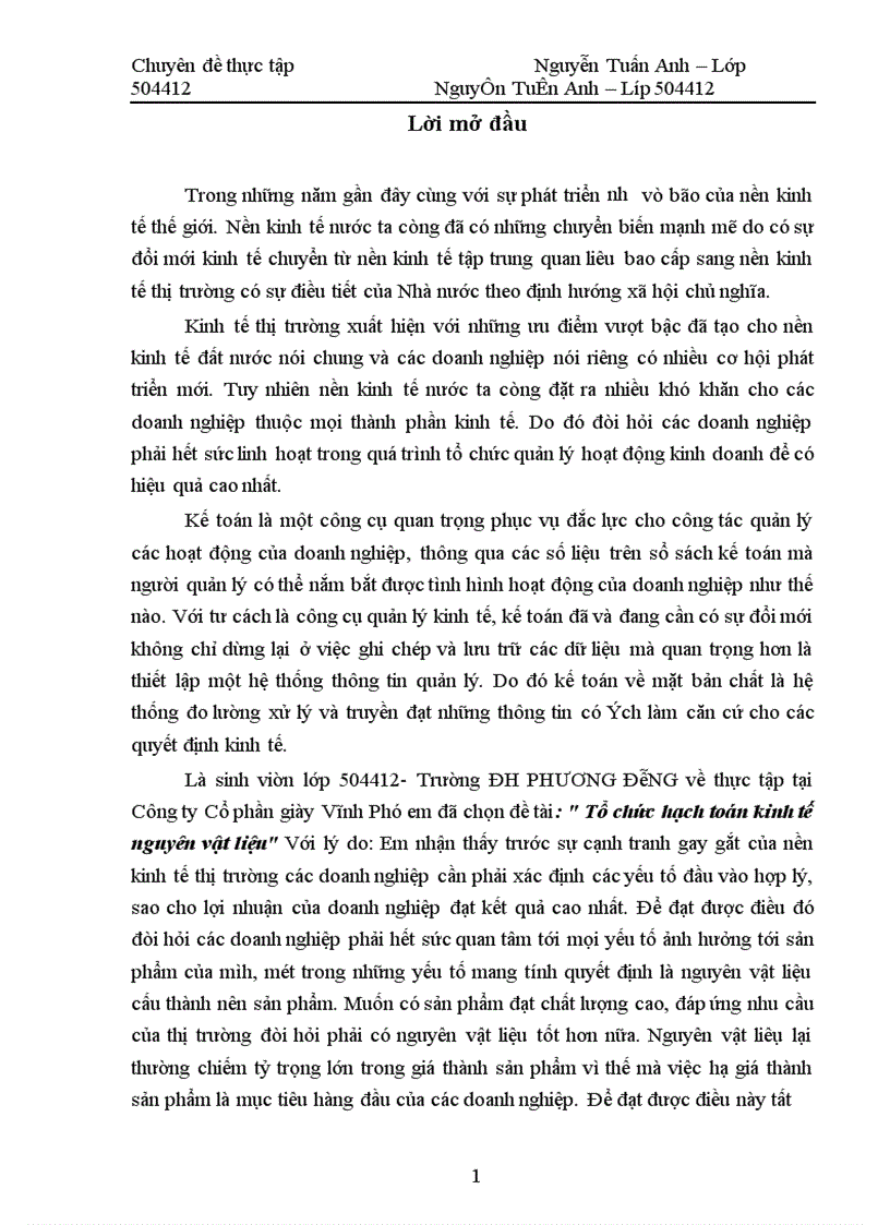 image for page Tổ chức hạch toán kinh tế nguyên vật liệu Với lý do