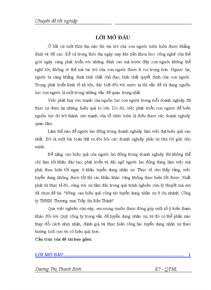 image for page Nâng cao hiệu quả công tác tuyển dụng nhân sự ở chi nhánh Công ty TNHH Thương mại Tiếp thị Bến Thành 1