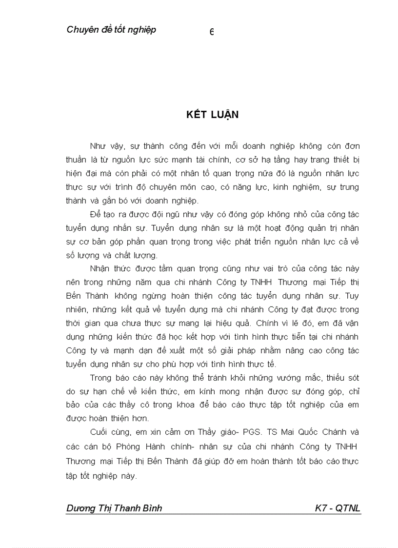 image for page Nâng cao hiệu quả công tác tuyển dụng nhân sự ở chi nhánh Công ty TNHH Thương mại Tiếp thị Bến Thành 1