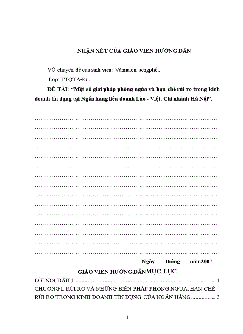 image for page Giải pháp phòng ngừa và hạn chế rủi ro trong kinh doanh tín dụng tại Ngân hàng liên doanh Lào Việt chi nhánh Hà Nội 1