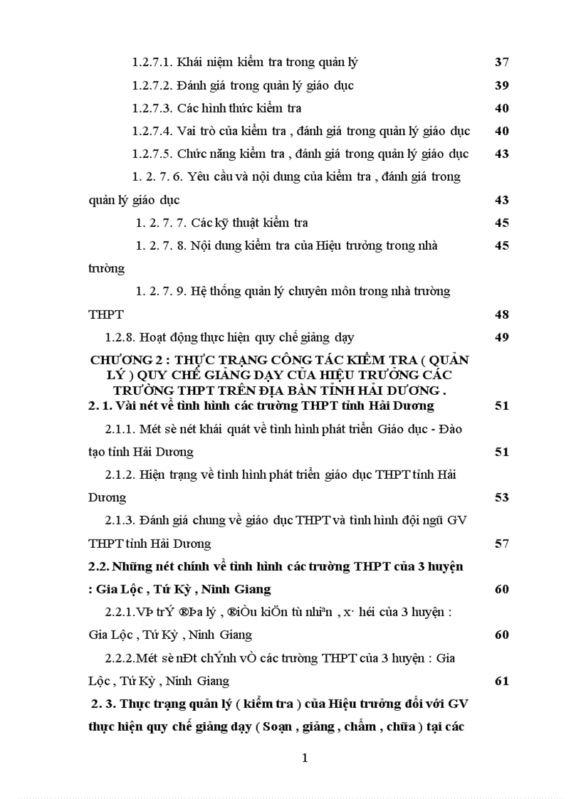 Một số biện pháp kiểm tra nhằm tăng cường hiệu quả quản lý quy chế chuyên môn của Hiệu trưởng tại các trường THPT trên địa bàn tỉnh Hải Dương 1