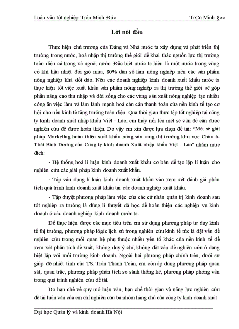 image for page Một số giải pháp Marketing hoàn thiện xuất khẩu nông sản sang thị trường khu vực Châu á Thái Bình Dương của Công ty kinh doanh Xuất nhập khẩu Việt Lào 1