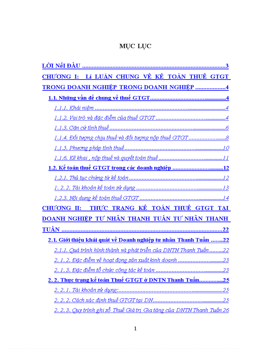 Hoàn thiện kế toán thuế giá trị gia tăng tại doanh nghiệp tư nhân Thanh Tuấn 1