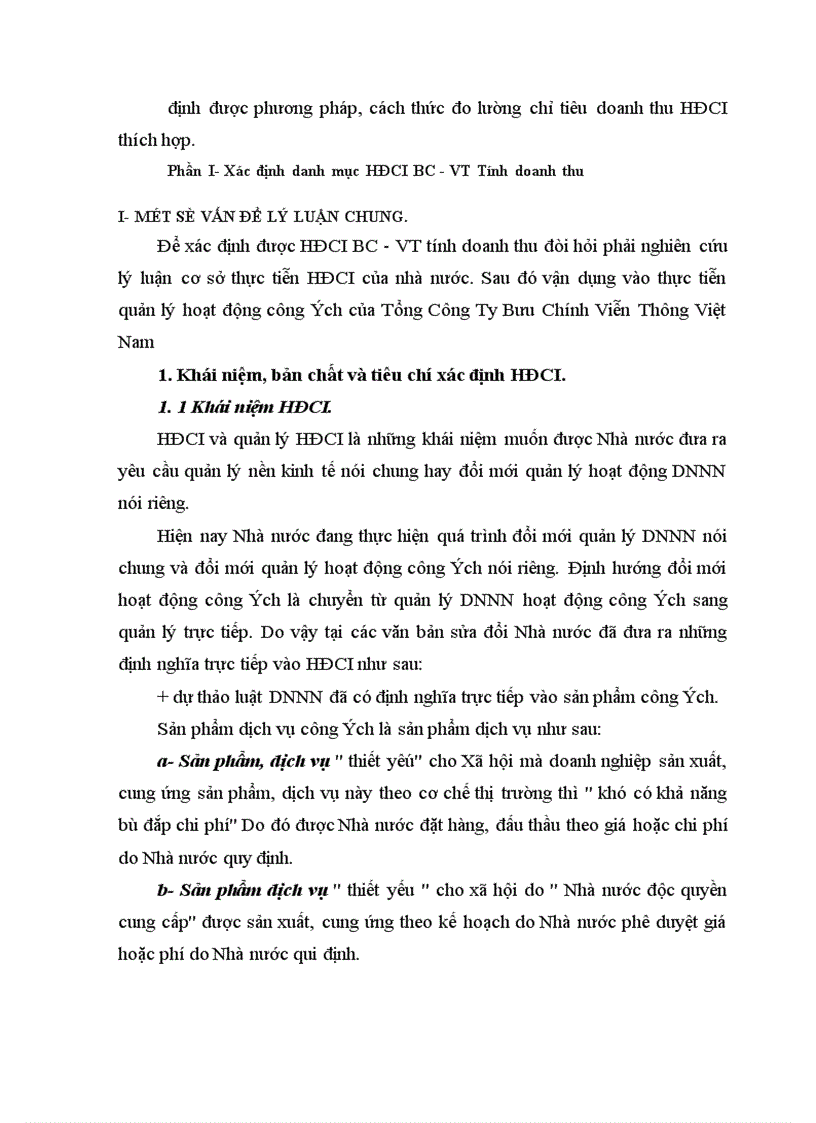Nghiên cứu phương pháp xác định doanh thu từ HĐCI trong lĩnh vực BC VT của Tổng công ty BC VT Việt Nam
