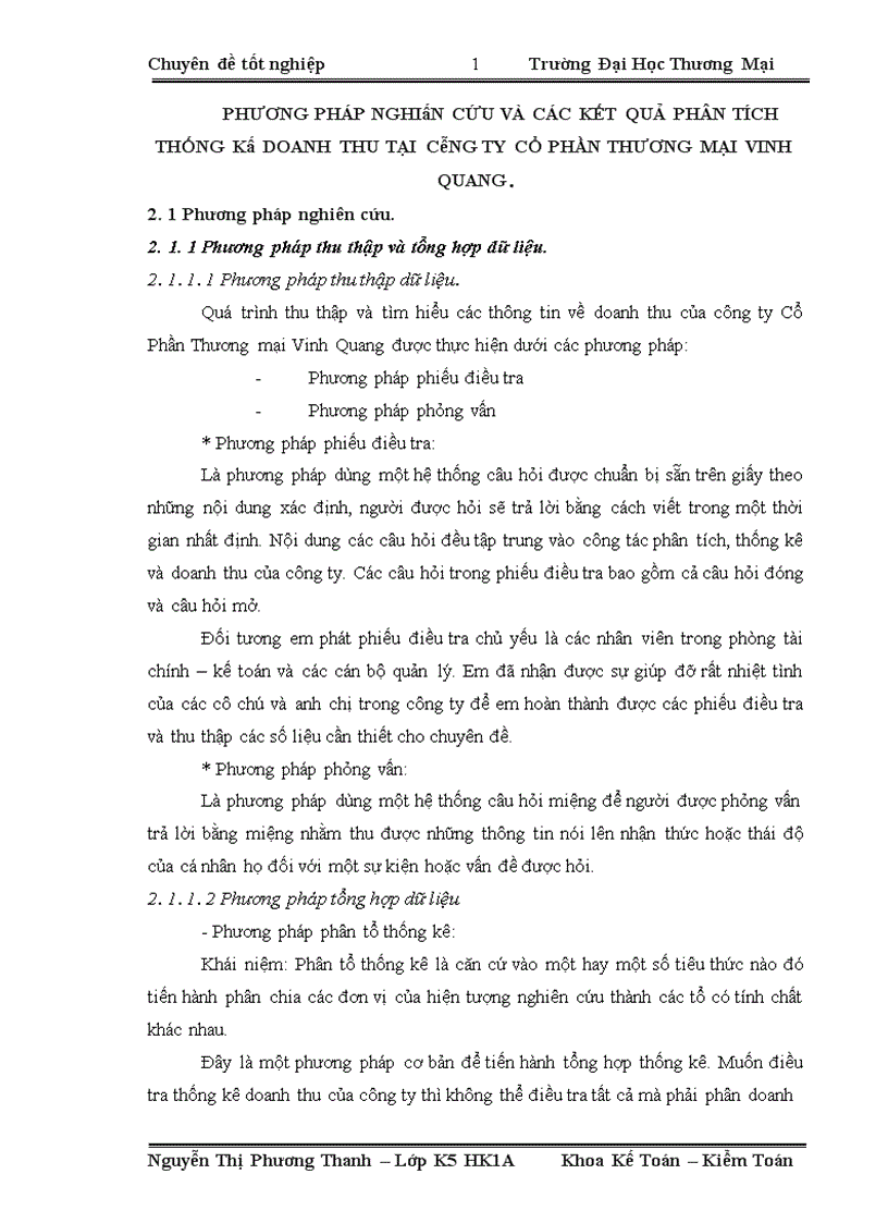 image for page Phân tích thống kê doanh thu tại công ty Cổ Phần Thương mại Vinh Quang 1