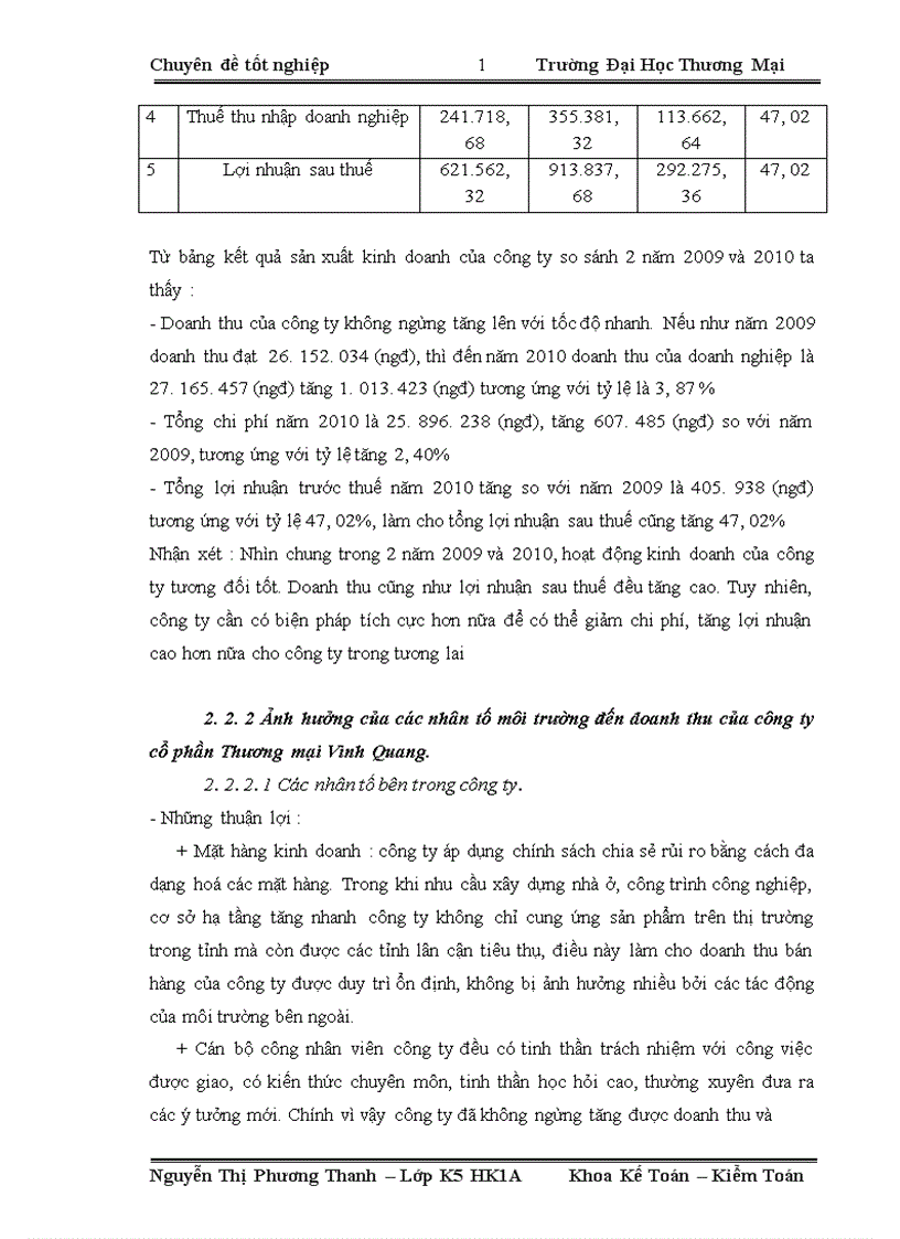 image for page Phân tích thống kê doanh thu tại công ty Cổ Phần Thương mại Vinh Quang 1