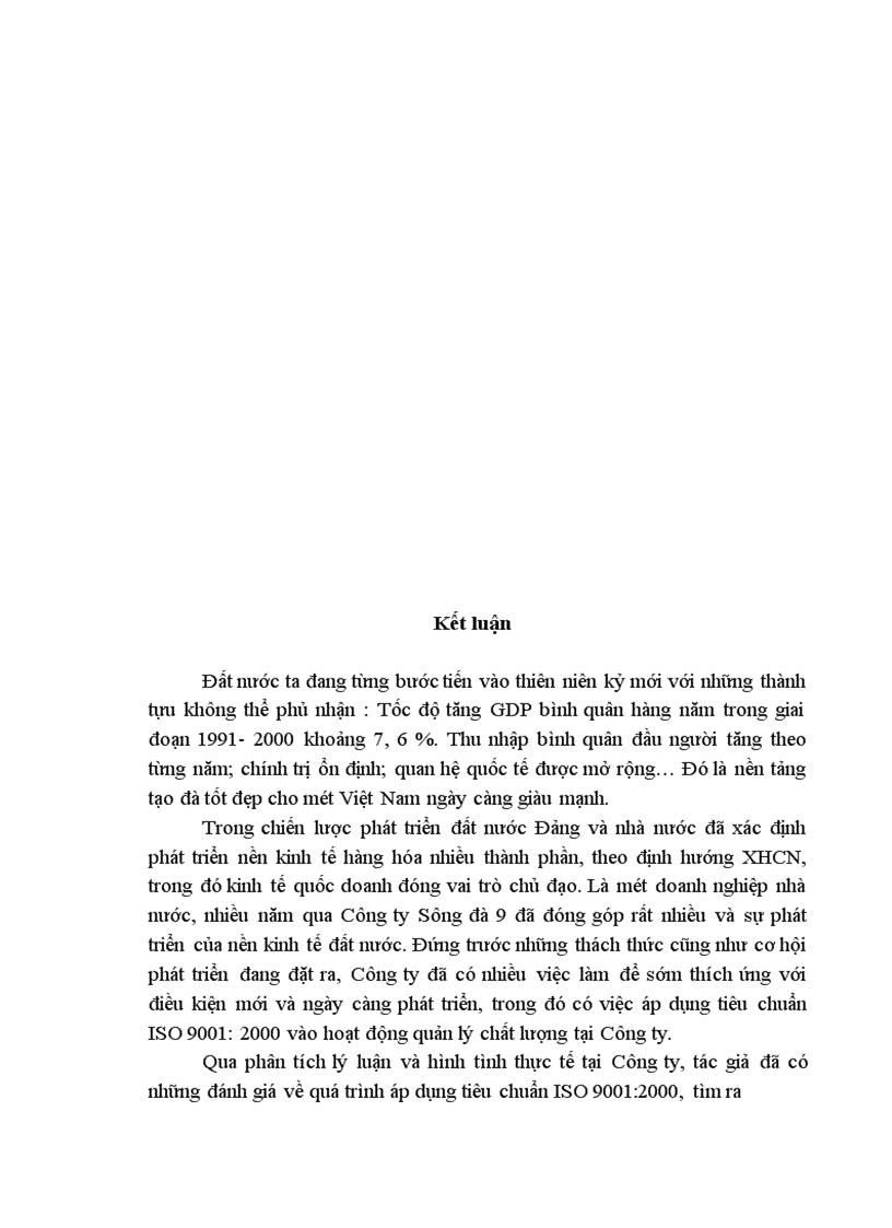image for page Kế hoạch xây dựng và áp dụng hệ thống quản lý chất lượng theo tiêu chuẩn ISO 9001 2000 tại Công ty Sông Đà 9