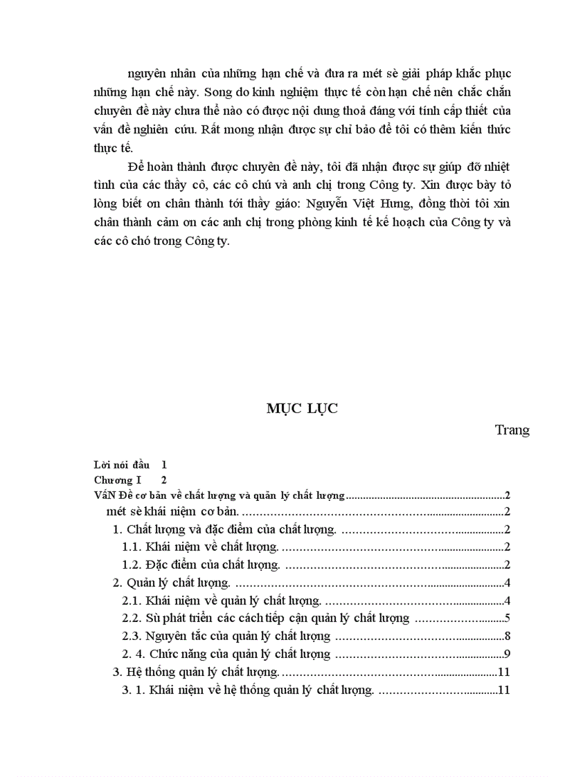 image for page Kế hoạch xây dựng và áp dụng hệ thống quản lý chất lượng theo tiêu chuẩn ISO 9001 2000 tại Công ty Sông Đà 9