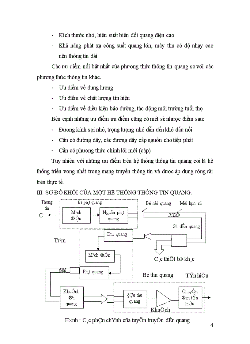 Các đặc tính cơ bản của hệ thống thông tin quang