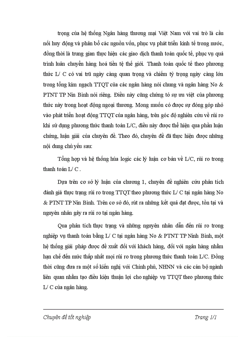 image for page Phương thức thanh toán L C và giải pháp hạn chế rủi ro trong phương thức thanh toán L C Ngân hàng NN PTNT TP Ninh Bình