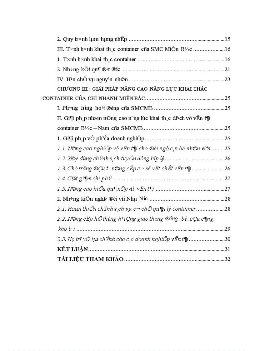 image for page Thực trạng khai thác container của chi nhánh Miền Bắc