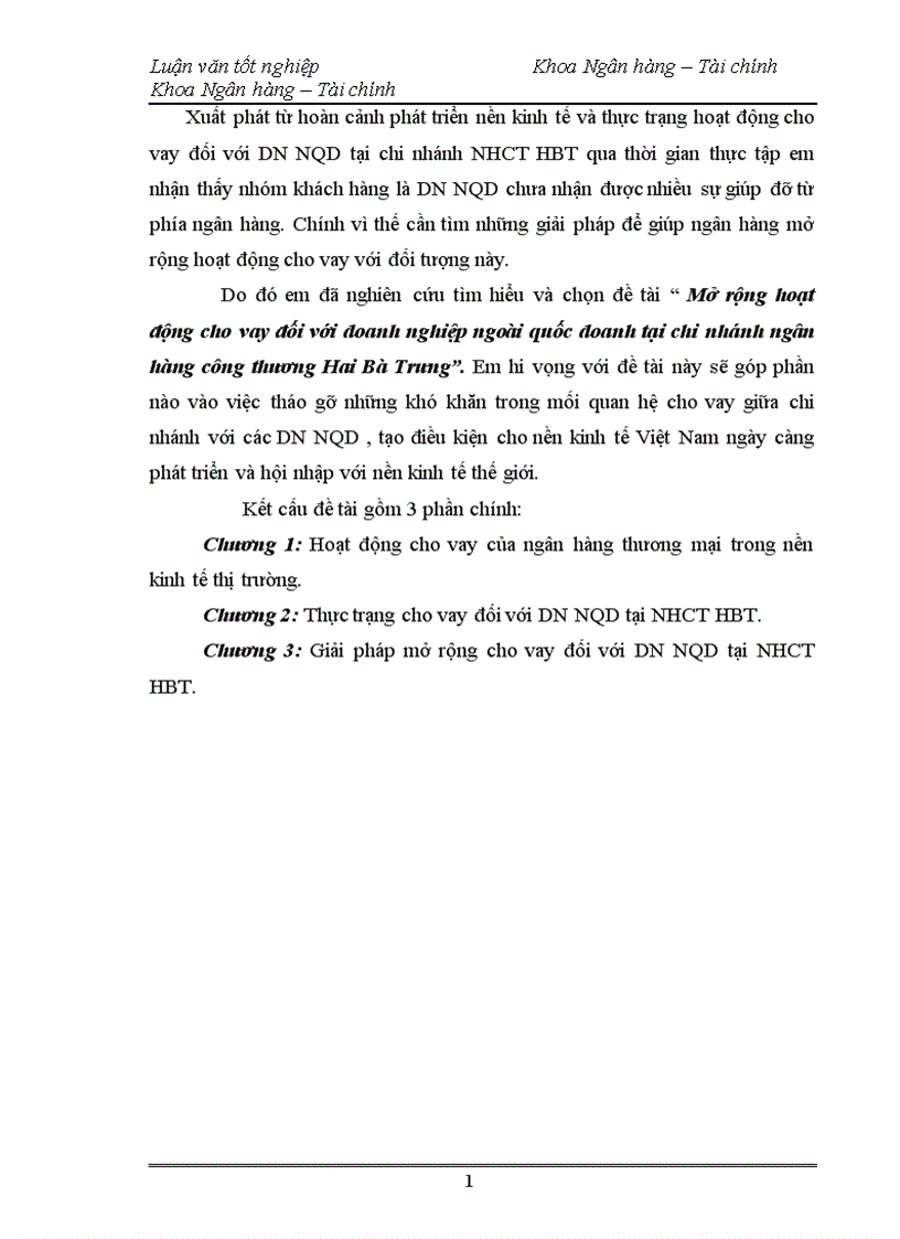 image for page Mở rộng hoạt động cho vay đối với doanh nghiệp ngoài quốc doanh tại chi nhánh ngân hàng công thương Hai Bà Trưng 1