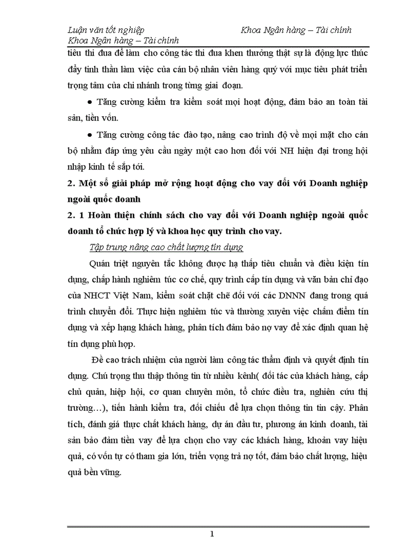 image for page Mở rộng hoạt động cho vay đối với doanh nghiệp ngoài quốc doanh tại chi nhánh ngân hàng công thương Hai Bà Trưng 1