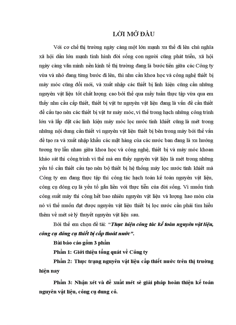 image for page Thực hiện công tác kế toán nguyên vật liệu công cụ dụng cụ thiết bị cấp thoát nước Công ty TNHH Chiến Thắng công nghệ mới VMT