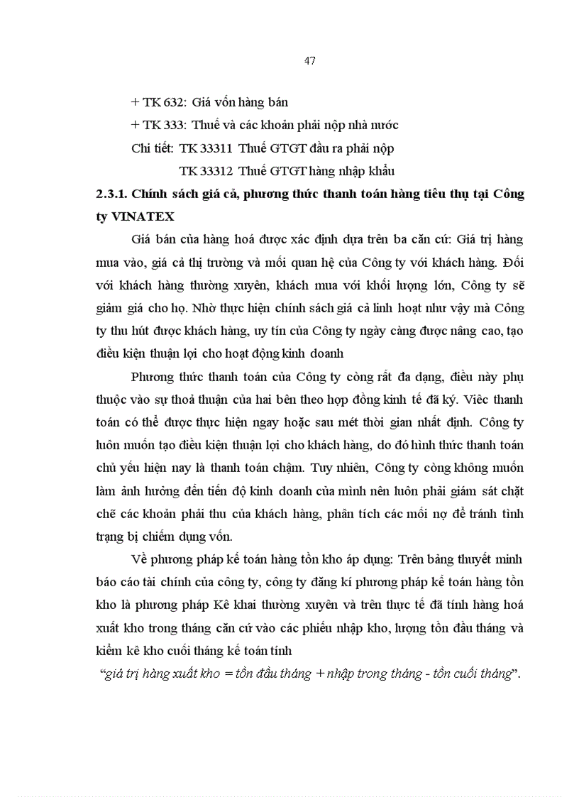 image for page Hoàn thiện hạch toán tiêu thụ hàng hoá và kết quả tiêu thụ tại Công ty XNK dệt may VINATEX 1