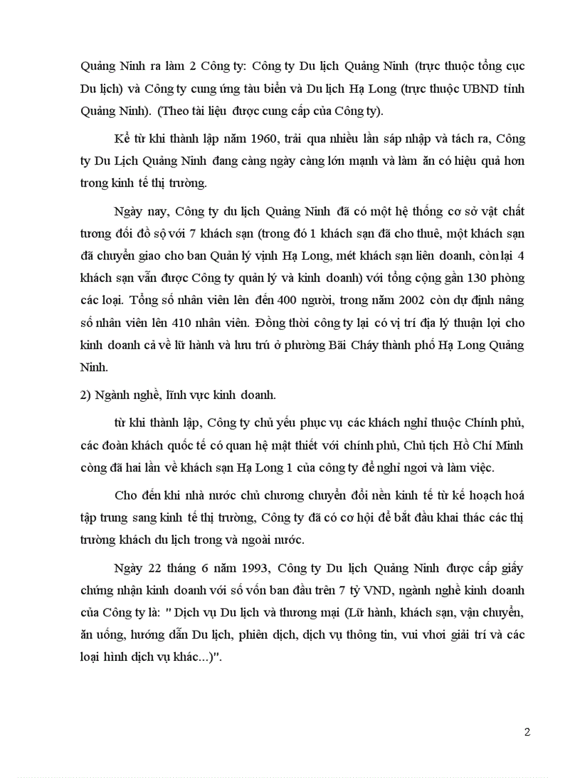 image for page Báo cáo thực tập tại Công ty du lịch Quảng Ninh