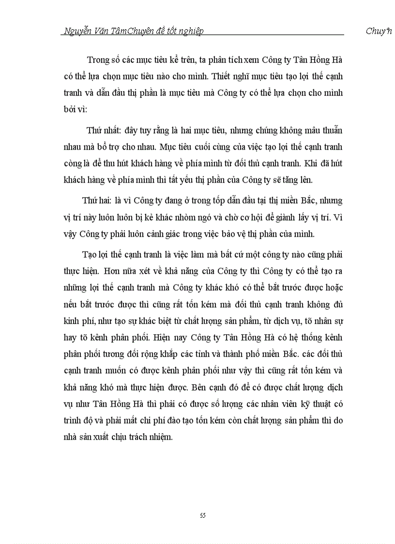 image for page Thị trường và Giải pháp cạnh tranh bằng chiến lược khác biệt hoá sản phẩm của Công ty Tân Hồng Hà