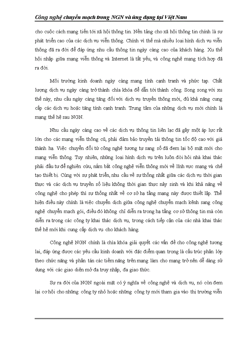 image for page Mô hình triển khai mạng M NGN tại việt nam và tổ chức mạng NGN của VNPT