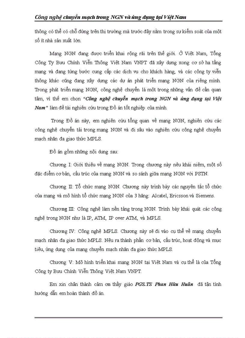 image for page Mô hình triển khai mạng M NGN tại việt nam và tổ chức mạng NGN của VNPT