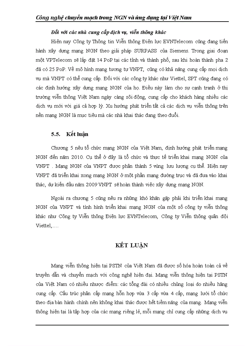 image for page Mô hình triển khai mạng M NGN tại việt nam và tổ chức mạng NGN của VNPT