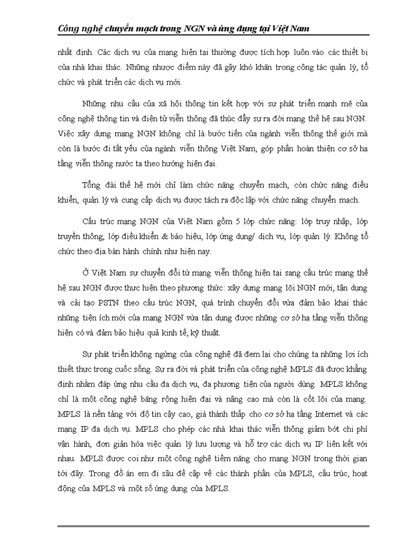 image for page Mô hình triển khai mạng M NGN tại việt nam và tổ chức mạng NGN của VNPT