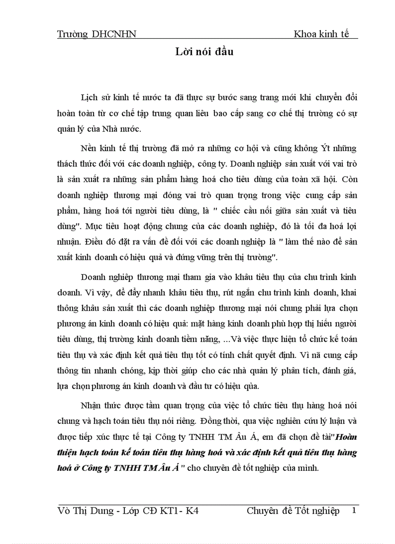 image for page Hoàn thiện hạch toán kế toán tiêu thụ hàng hoá và xác định kết quả tiêu thụ hàng hoá ở Công ty TNHH TM Âu á