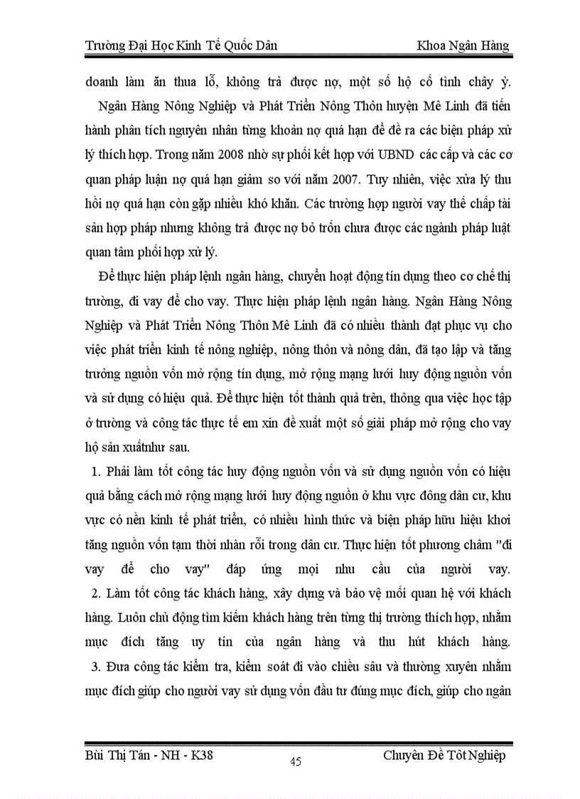 image for page Mở rộng cho vay hộ sản xuất tại Chi nhánh Ngân hàng nông nghiệp và phát triển nông thôn Mê Linh 1