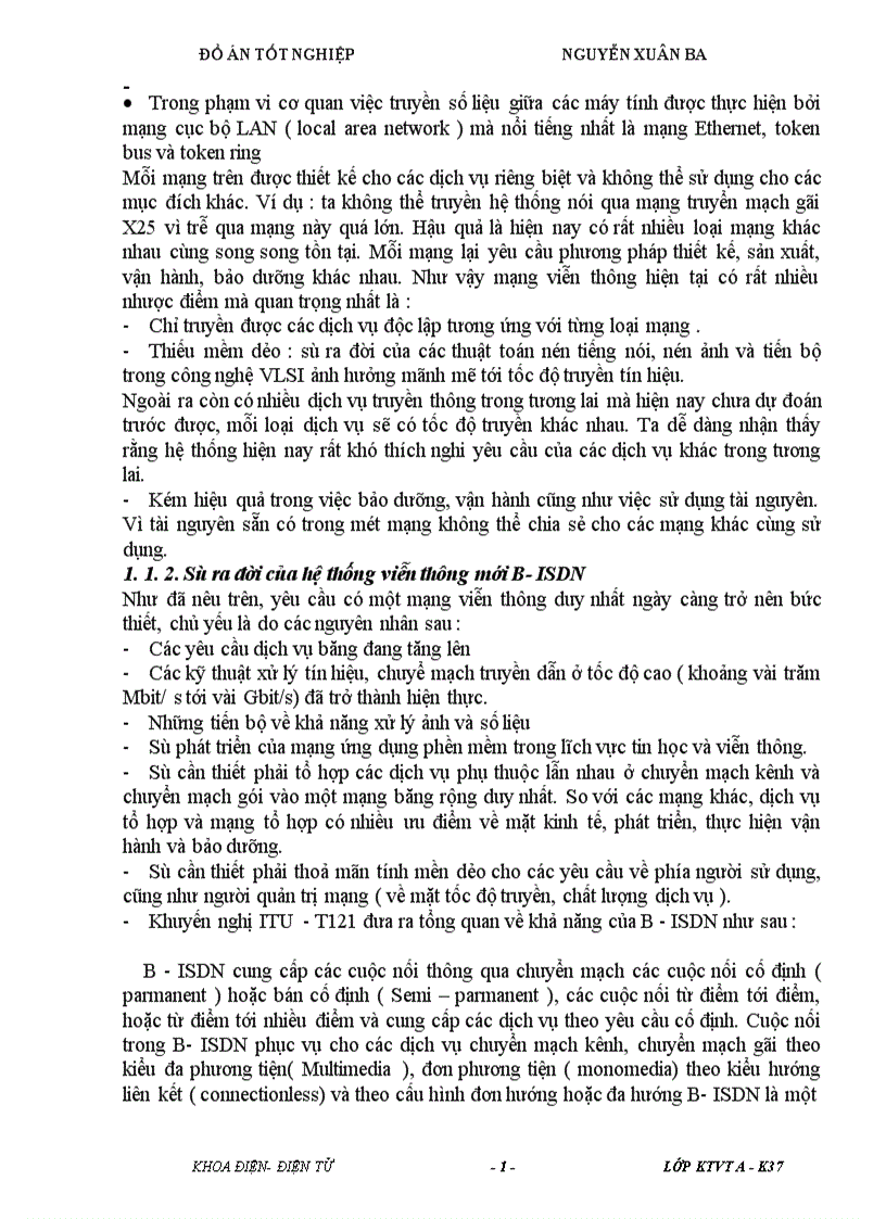 image for page Xây dựng các tham số cơ bản cho B ISDN