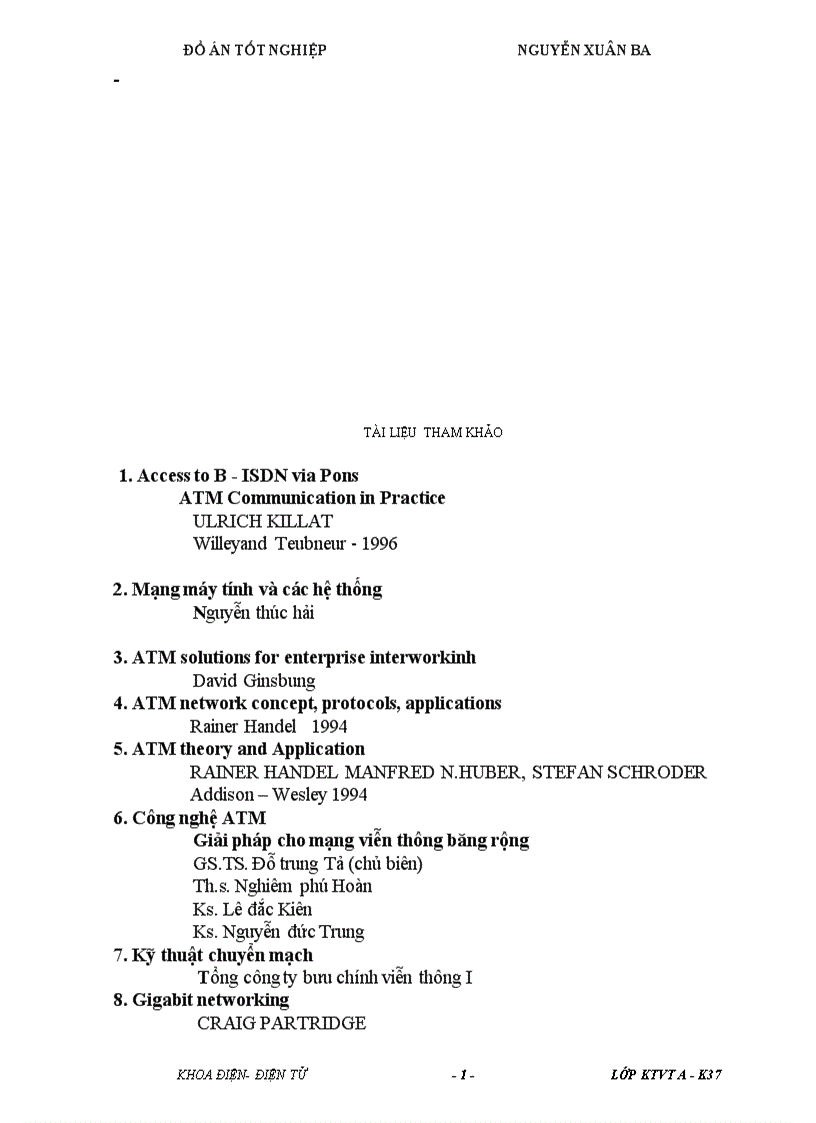 image for page Xây dựng các tham số cơ bản cho B ISDN
