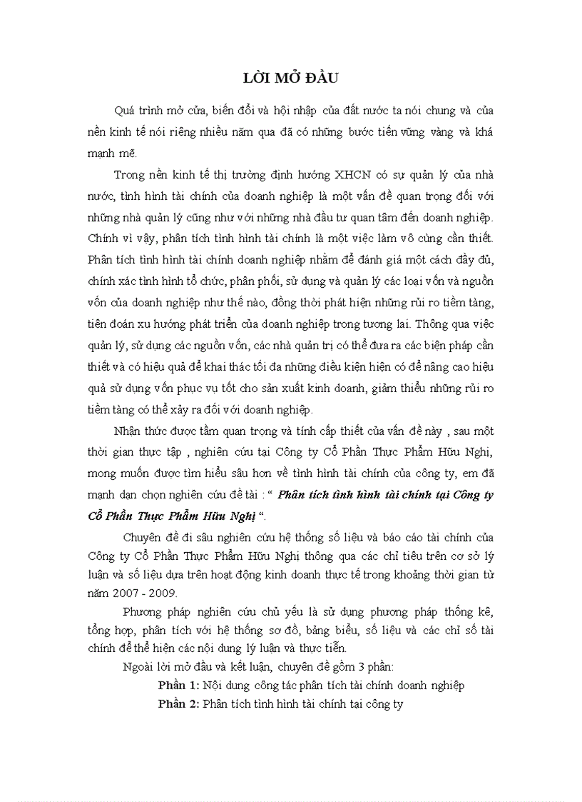 image for page Phân tích tình hình tài chính tại Công ty Cổ Phần Thực Phẩm Hữu Nghị
