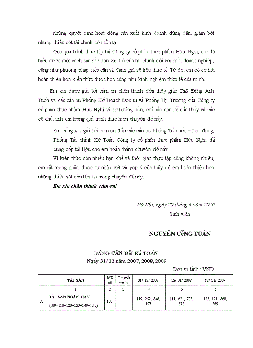 image for page Phân tích tình hình tài chính tại Công ty Cổ Phần Thực Phẩm Hữu Nghị