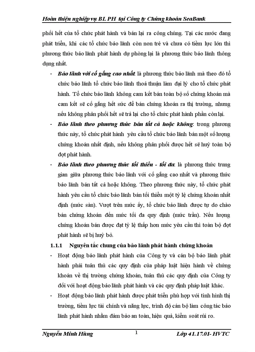 image for page Hoàn thị nghiệp vụ bảo lãnh phát hành chứng khoán của công ty chứng khoán Seabank 1