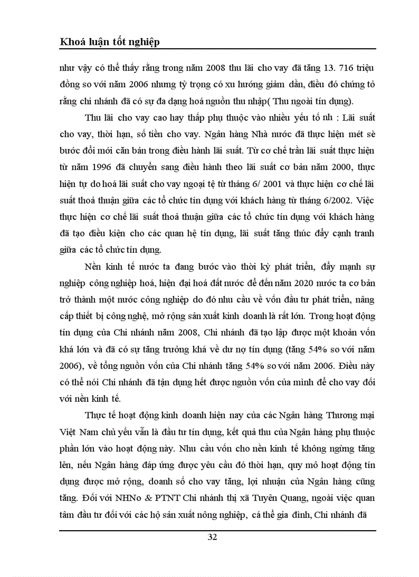 image for page Một số giải pháp nhằm tăng thu nhập tiết kiệm chi phí nâng cao hiệu quả kinh doanh tại NHNo PTNT Chi nhánh thị xã Tuyên Quang tỉnh Tuyên Quang 1