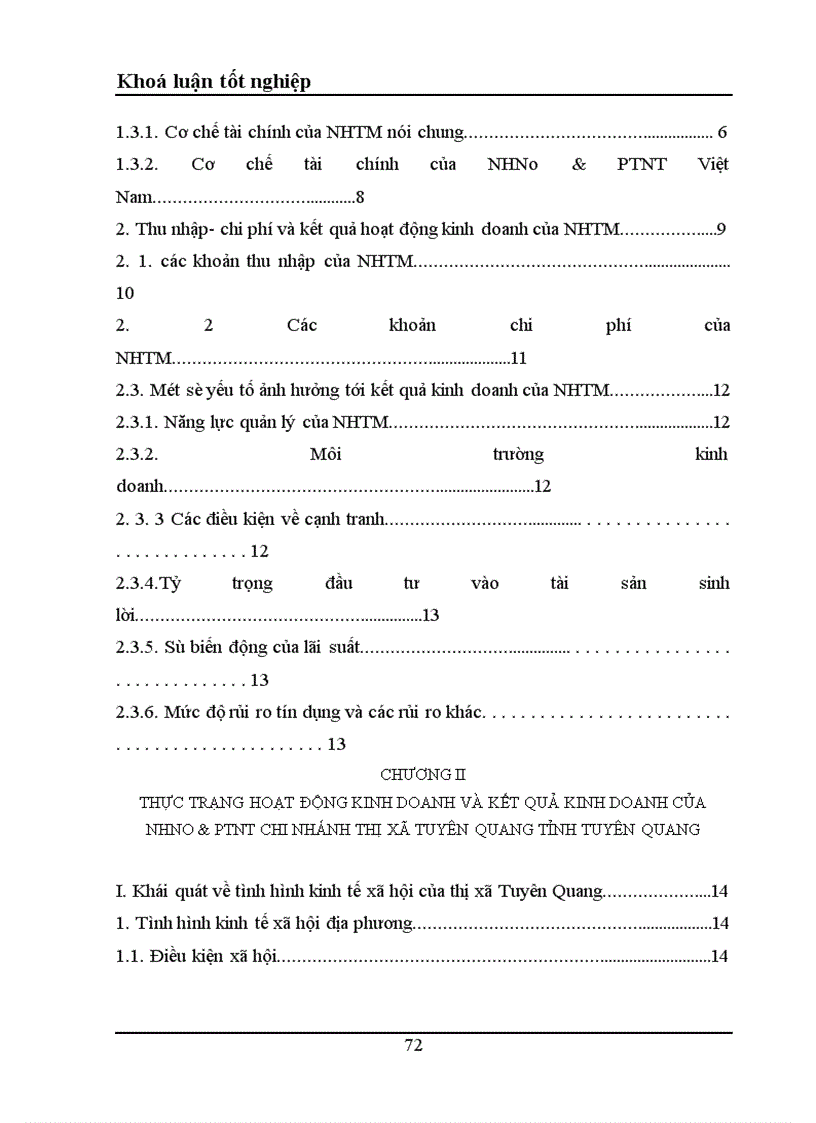 image for page Một số giải pháp nhằm tăng thu nhập tiết kiệm chi phí nâng cao hiệu quả kinh doanh tại NHNo PTNT Chi nhánh thị xã Tuyên Quang tỉnh Tuyên Quang 1