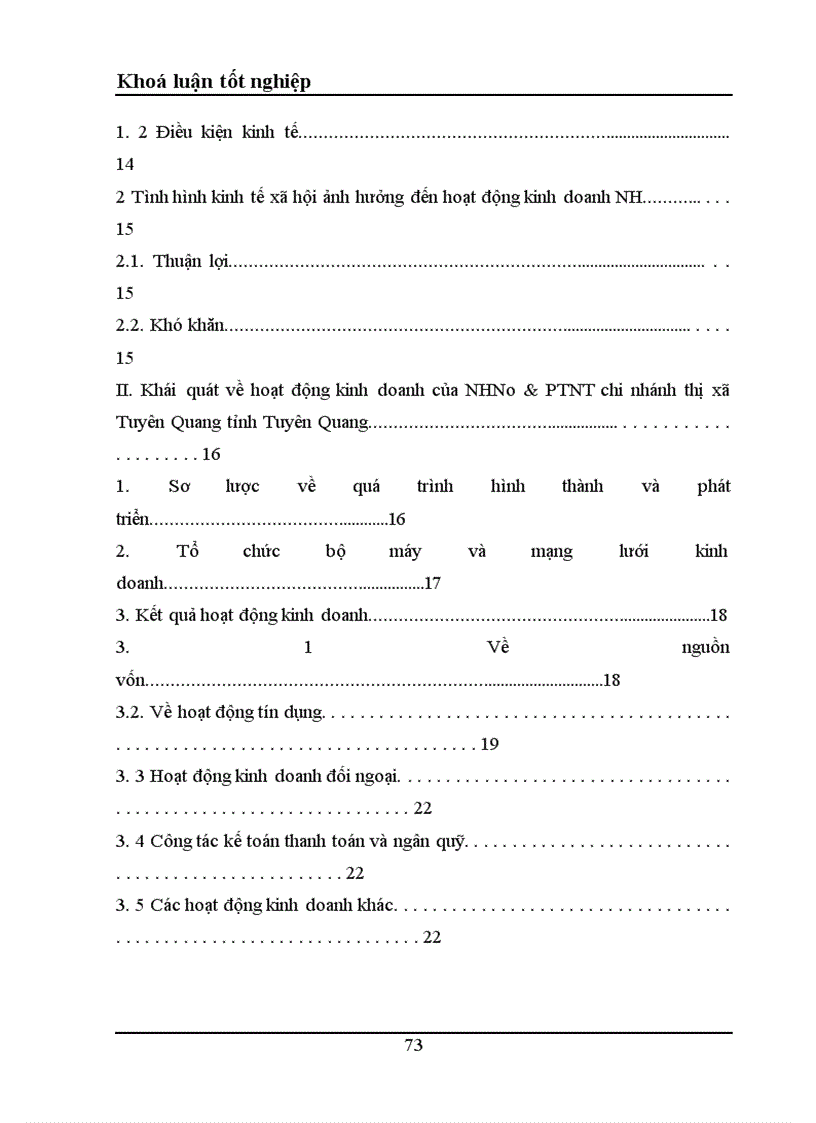 image for page Một số giải pháp nhằm tăng thu nhập tiết kiệm chi phí nâng cao hiệu quả kinh doanh tại NHNo PTNT Chi nhánh thị xã Tuyên Quang tỉnh Tuyên Quang 1