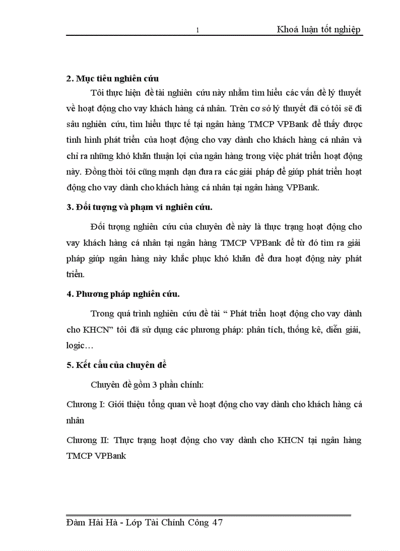 image for page Phát triển hoạt động cho vay dành cho khách hàng cá nhân tại ngân hàng thương mại cổ phần VPBANK