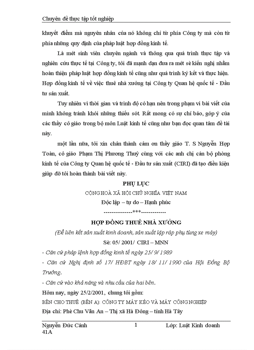 image for page Hợp đồng thuê nhà xưởng tại công ty Quan hệ quốc tế Đầu tư sản xuất CIRT chế độ pháp lý và thực tiễn áp dụng 1