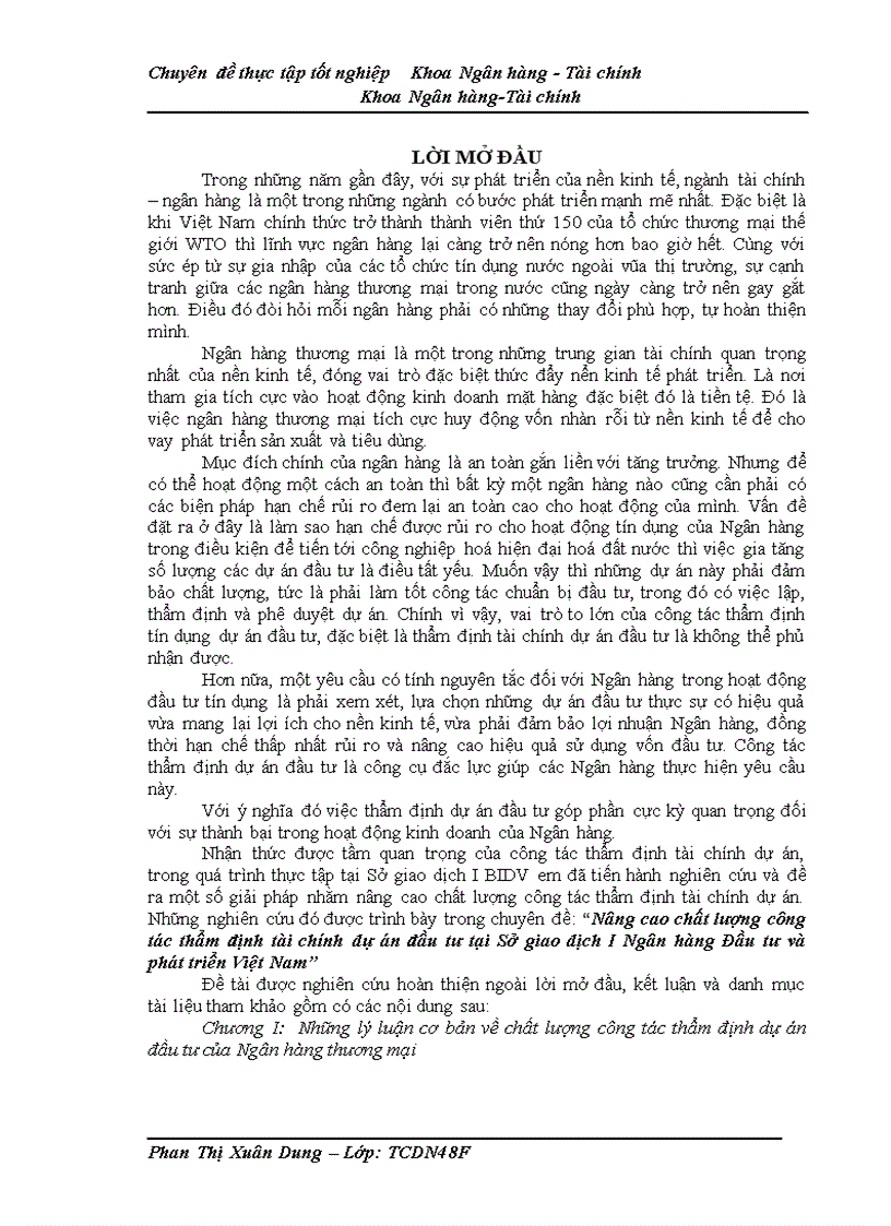 image for page Nâng cao chất lượng công tác thẩm định tài chính dự án đầu tư tại Sở giao dịch I Ngân hàng Đầu tư và phát triển Việt Nam
