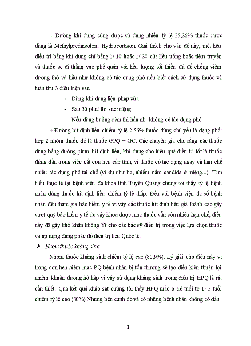 image for page Khảo sát thuốc đã được sử dụng trong điều trị HPQ cho trẻ em từ 1 15 tuổi tại khoa Nhi bệnh viện đa khoa tỉnh Tuyên Quang