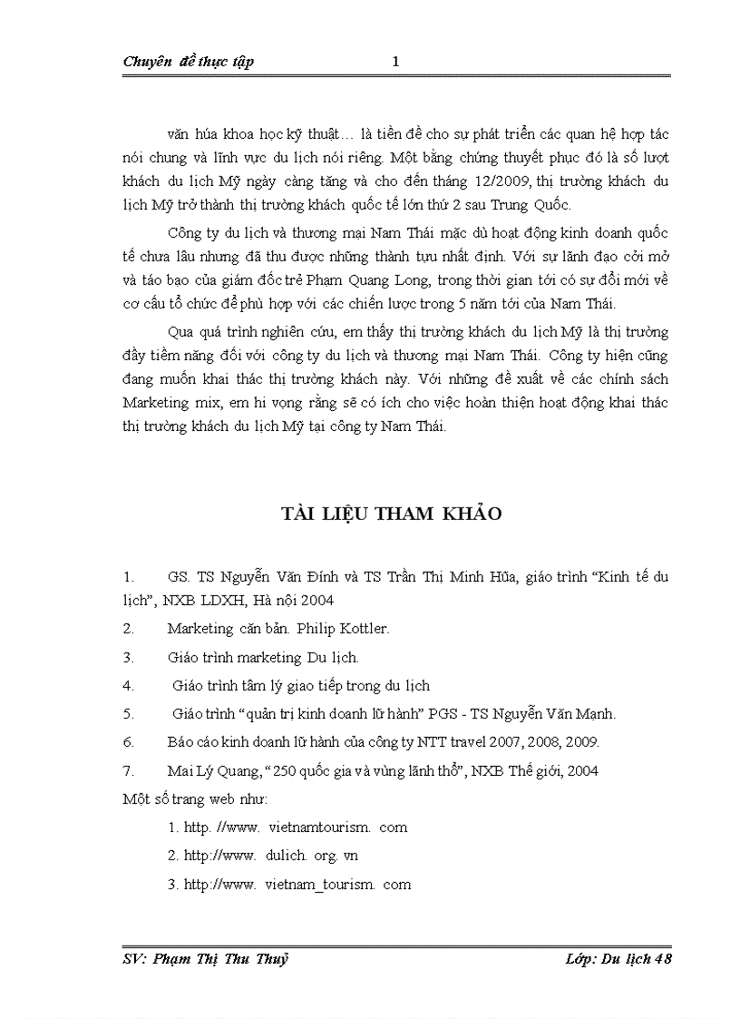 image for page Hoàn thiện hoạt động khai thác thị trường khách du lịch Mỹ bằng các giải pháp Marketing Mix tại công ty du lịch và thương mại Nam Thái