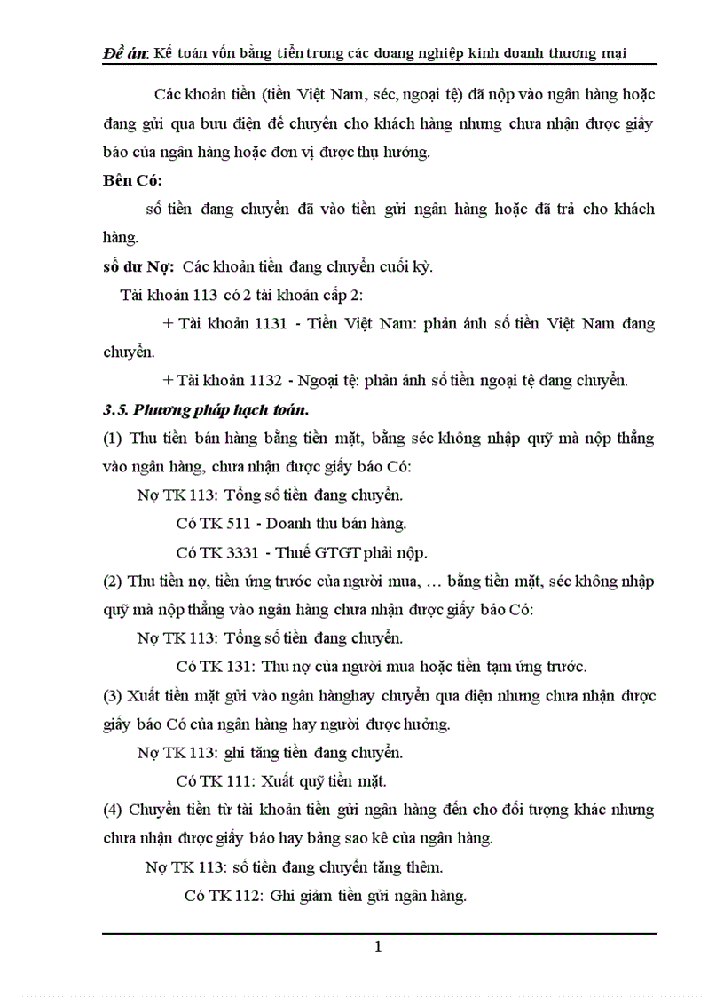 image for page Kế toán vốn bằng tiền trong các doanh nghiệp kinh doanh thương mại 1