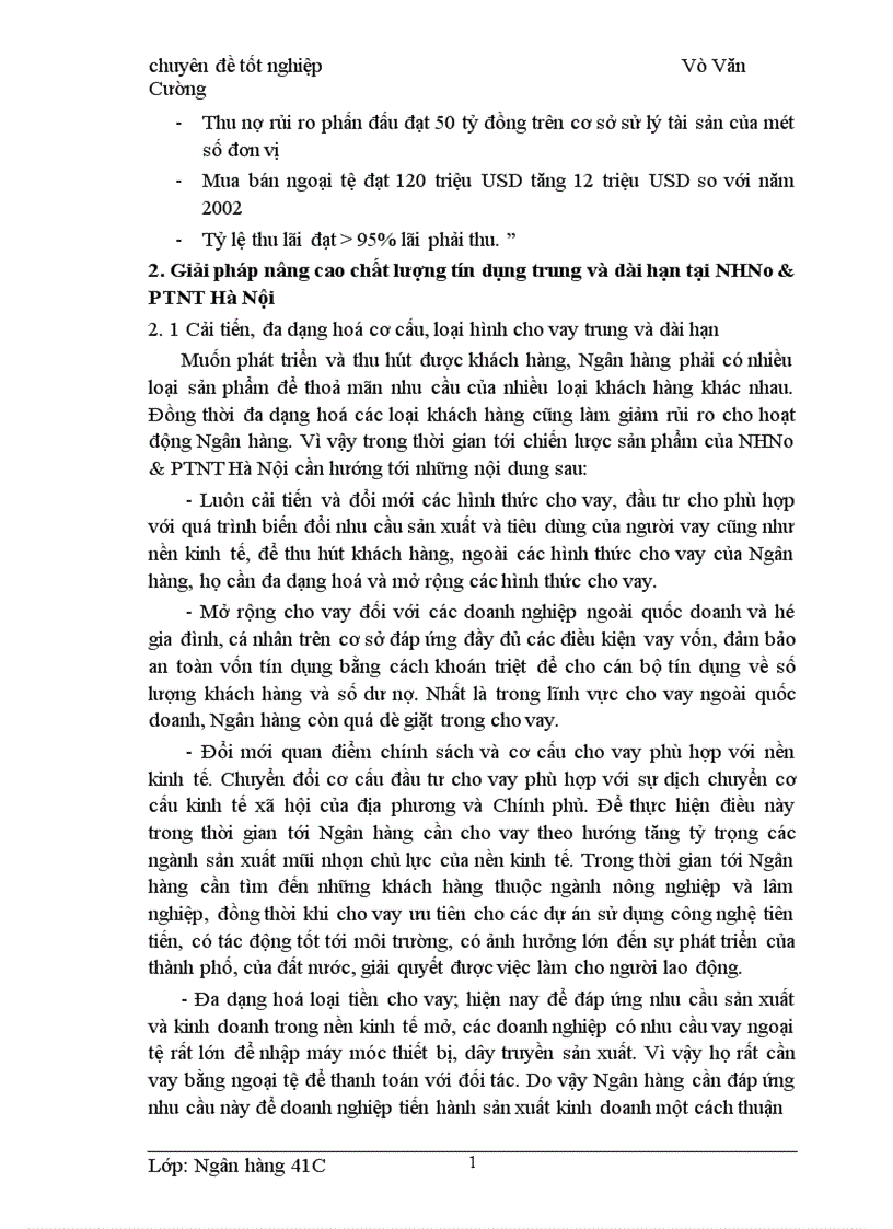 image for page Giải pháp nâng cao chất lượng tín dụng trung và dài hạn tại NHNo PTNT Hà Nội 1